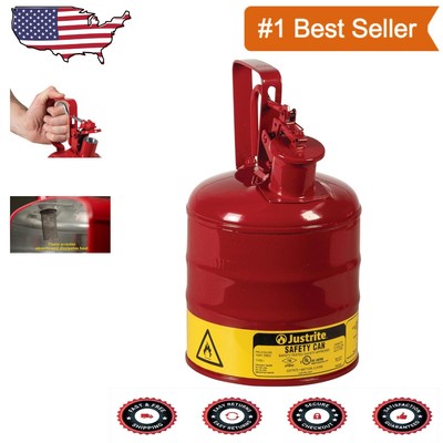 1 Gallon Red Flammable Storage Can with Stainless Steel Flame Arrester - Durable