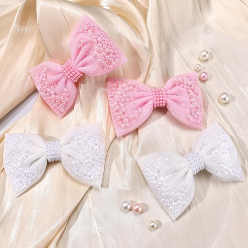 2Pcs Pearl Hair Bows for Girls, White Pearl Hair Bow Clips, Wedding Hair Acce... - Picture 7 of 7