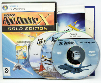 MICROSOFT FLIGHT SIMULATOR X GOLD EDITION ITALIAN GAME PC 3 DVD ROM VBC 74310