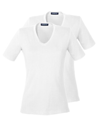 Highmoor T-Shirt, 2er-Pack Kurzarm Kragenlos V-Ausschnitt T-Shirts Damen NEU