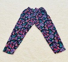 VTG 1980's Lightweight Summer Floral Pleated Tapered High Waist Mom Pants Women