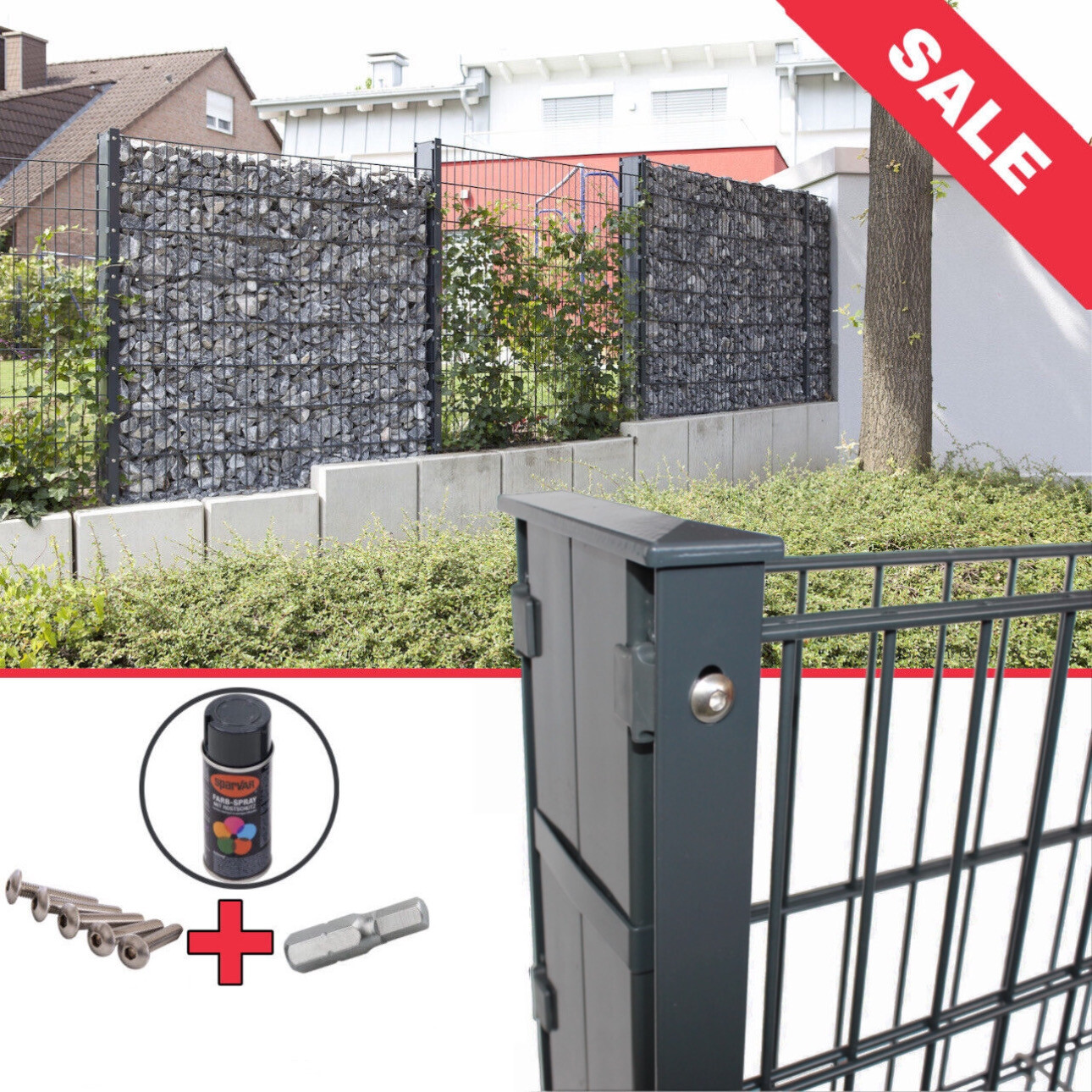 Gabionenzaun Zaungabionen Gabione Doppelstabmatten 656 Steinbox Zaun