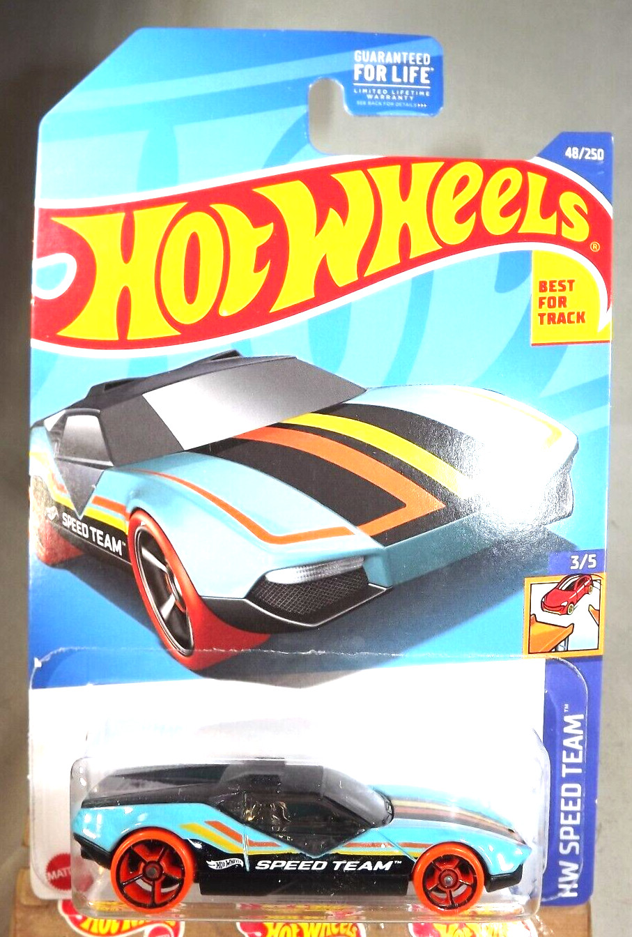2022 Hot Wheels #48 HW Speed Team 3/5 LA FASTA Aqua-Black w/OrangeWheelBlackOH5s
