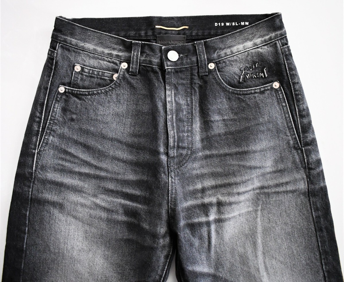 SAINT LAURENT PARIS|JEANS (807142 Y28EA 4093) New SAINT LAURENT Paris D19 W/SL-MW Black SLIM HIGH WAIST