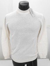 LaVane Men's Solid White Cotton Blend Mock Turtleneck Sweater 29.99