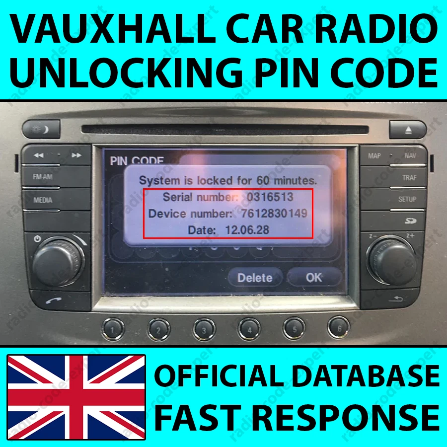 VAUXHALL RADIO CODE VAUXHALL RADIO UNLOCKING PIN CODE ASTRA CORSA INSIGNIA ZAFIRA TOUCH & CONNECT