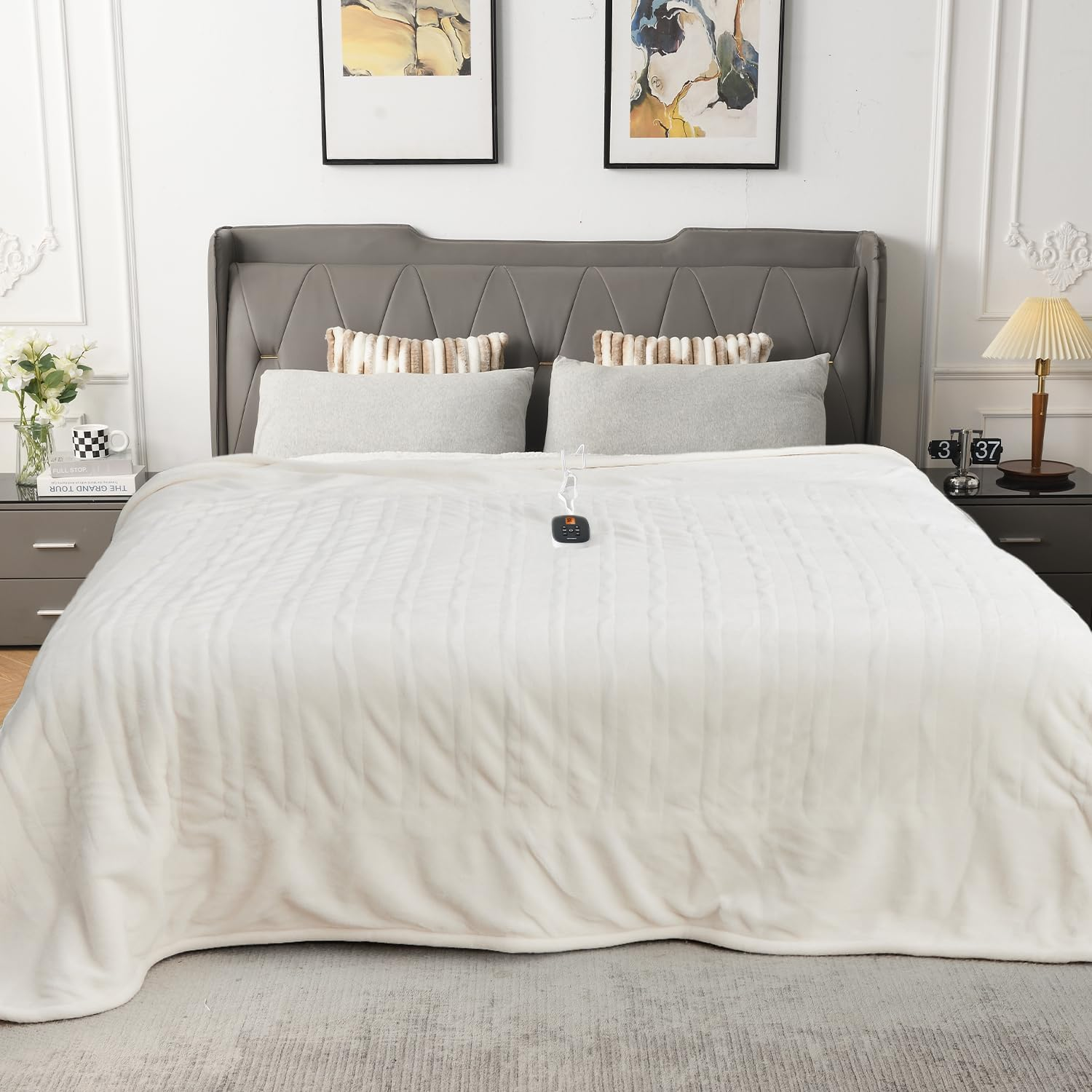 [5-Year Warranty] Electric Blanket Full Size,Durable Flannel and Soft Sherpa,Dua