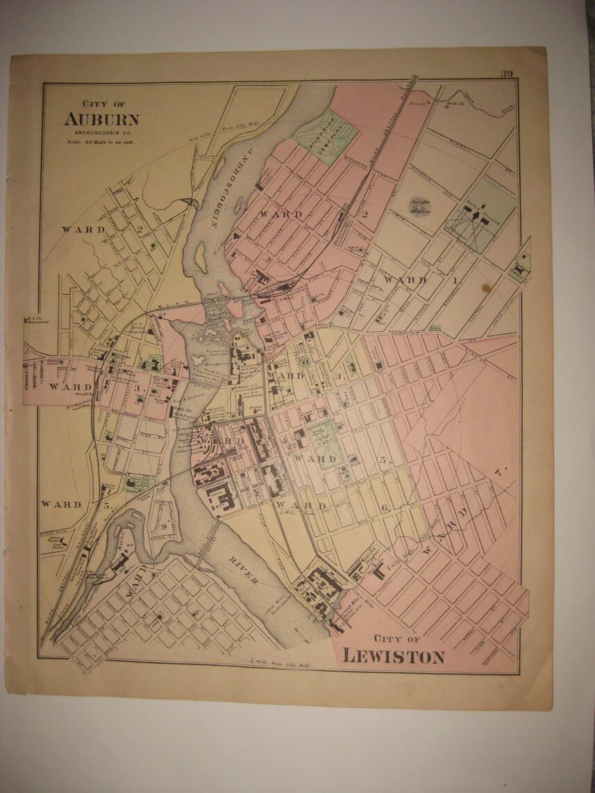 Купить ANTIQUE 1887 AUBURN LEWISTON TURNER & ANDROSCOGGIN COUNTY на