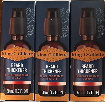 3 Boxes King C Gillette Beard Thickener 50ml / 1.7 fl oz Each Bottles Unopened