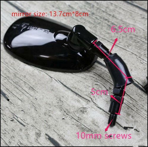 Cafe Racer 10mm Motorcycle Rearview Mirror Back Mirrors Vintage Oval Viewfinder - Picture 2 of 7