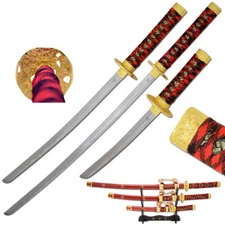 Snake Eye Tactical Two Tone 3 Piece Samurai Katana Set w/Free Sword Stand