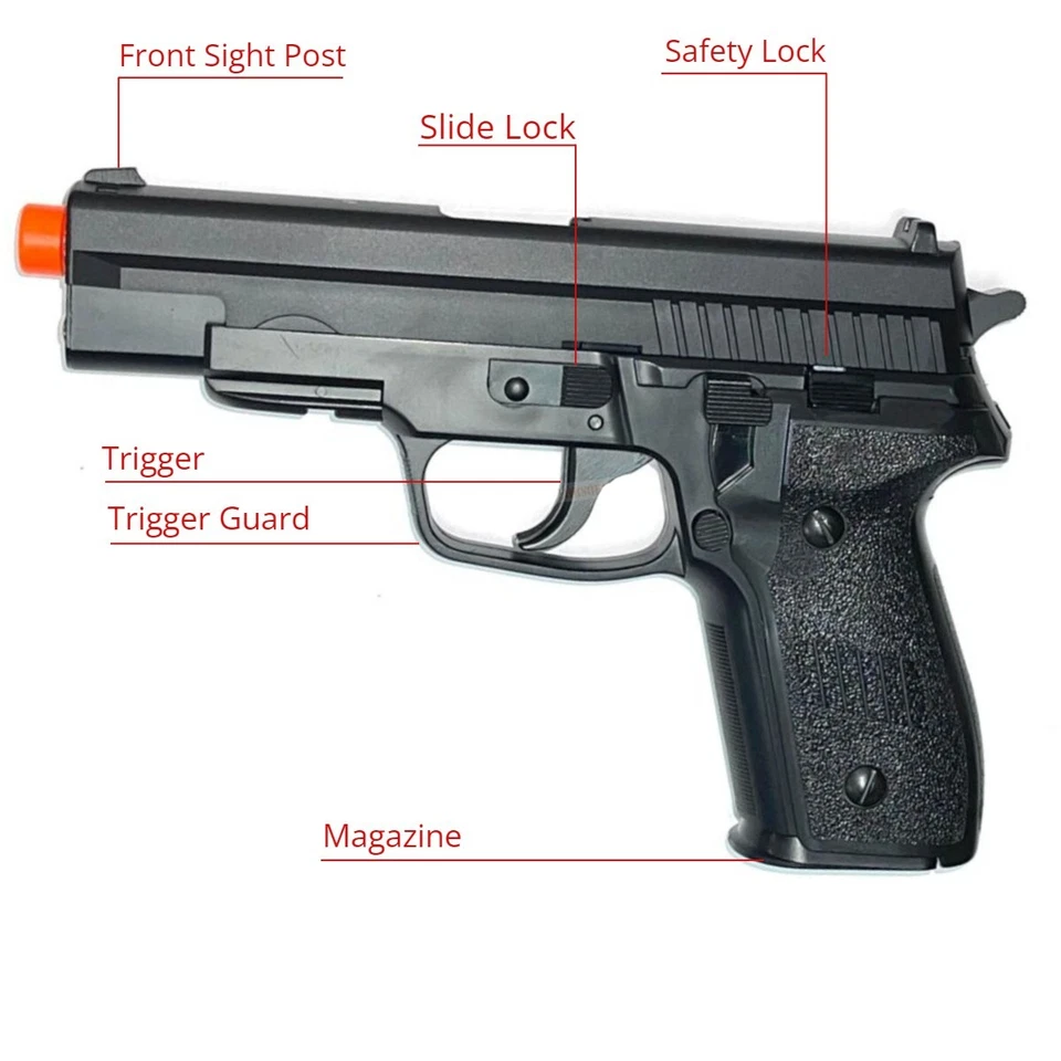 Airsoft Spring Pistol BB Toy Gun For Kids -  15 Rounds Capacity W/ 6mm 1000 BB - Image 3 of 4
