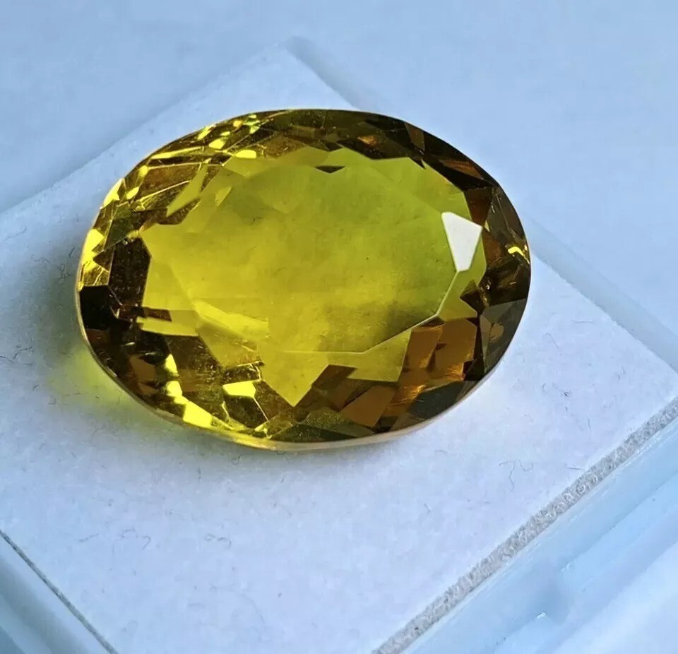 Stunning 14-15 Ct Natural Lemon Topaz Oval Loose Gemstone Certified