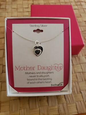 FUSSNOTEN STERLINGSILBER MUTTER TOCHTER HALSKETTE NEU IN BOX