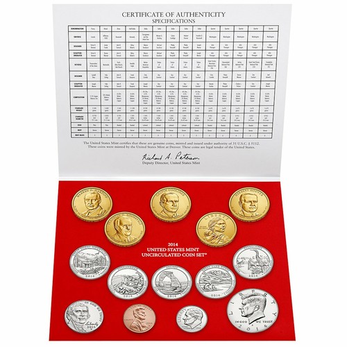 2014 P&D UNCIRCULATED US MINT 28 COINS (U14) W/ ATB, NA & PRES COINS - UNOPENED! - Picture 3 of 5