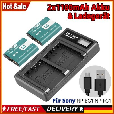 2PCS NP-BG1/FG1 Akku + Ladegerät für Sony CyberShot DSC-W300 DSC-H10 DSC-W300