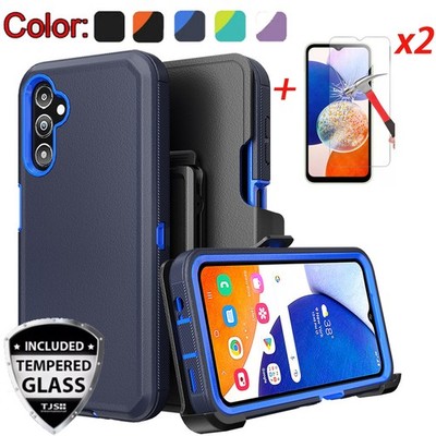 For Samsung Galaxy A14 5G Case Phone Cover Rugged Shockproof + 2x Tempered Glass