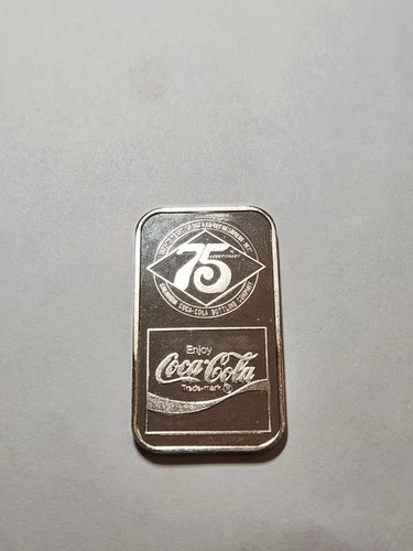 Vintage Collector 75th Year Anniversary Coca-Cola 1 Ounce .999 Proof Silver bar