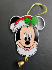Mickey Mouse Bell Ornament Vintage Disney Wooden Christmas Wood