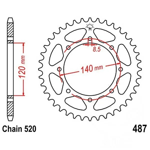 Kettenrad Stahl 42-ZäHne 520-Teilung FüR Kawasaki KLR 650 A Bj. 1987-image