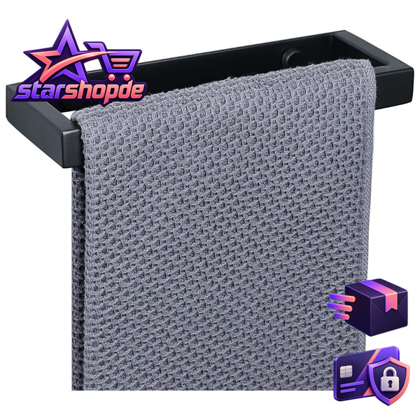 Handtuchhalter Ohne Bohren Schwarz Edelstahl 20Cm Wandmontage Badezimmer-image