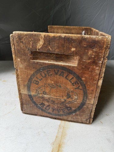 Rare Antique Vintage BLUE VALLEY Creamery BUTTER Wood CRATE Advertising Sign - Picture 6 of 10