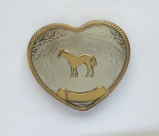 Vintage 3 inch German Silver Western Belt Buckle Horse
