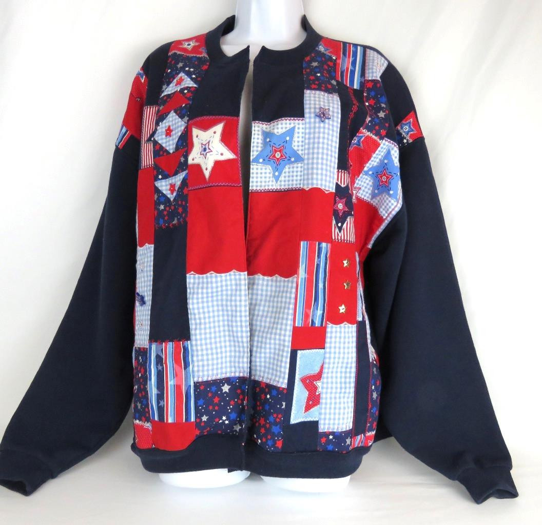 Jerzeez Handmade Patchwork Jacket Women Size XL M… - image 1