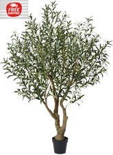Olive Tree Artificial Indoor 6Ft - UV Resistant Large Fake Plants Realistic Faux