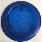 BLENKO Glass Blue AQUARIUS Zodiac Ashtray 9" Mid-Century Vtg Catchall Tray Plate