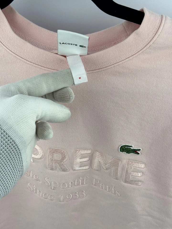 Sudadera Lacoste X Supreme Live Rosa Sportif Paris Cuello Redondo Para Hombre Mediana Rara Foto 2 de 4