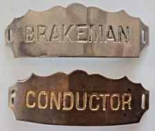 Vintage Railroad Metal Brakeman & Conductor Hat Badges