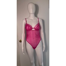 Victoria's Secret Pink Sheer Striped Lace Underwired Bodysuit One Piece S/P NWT