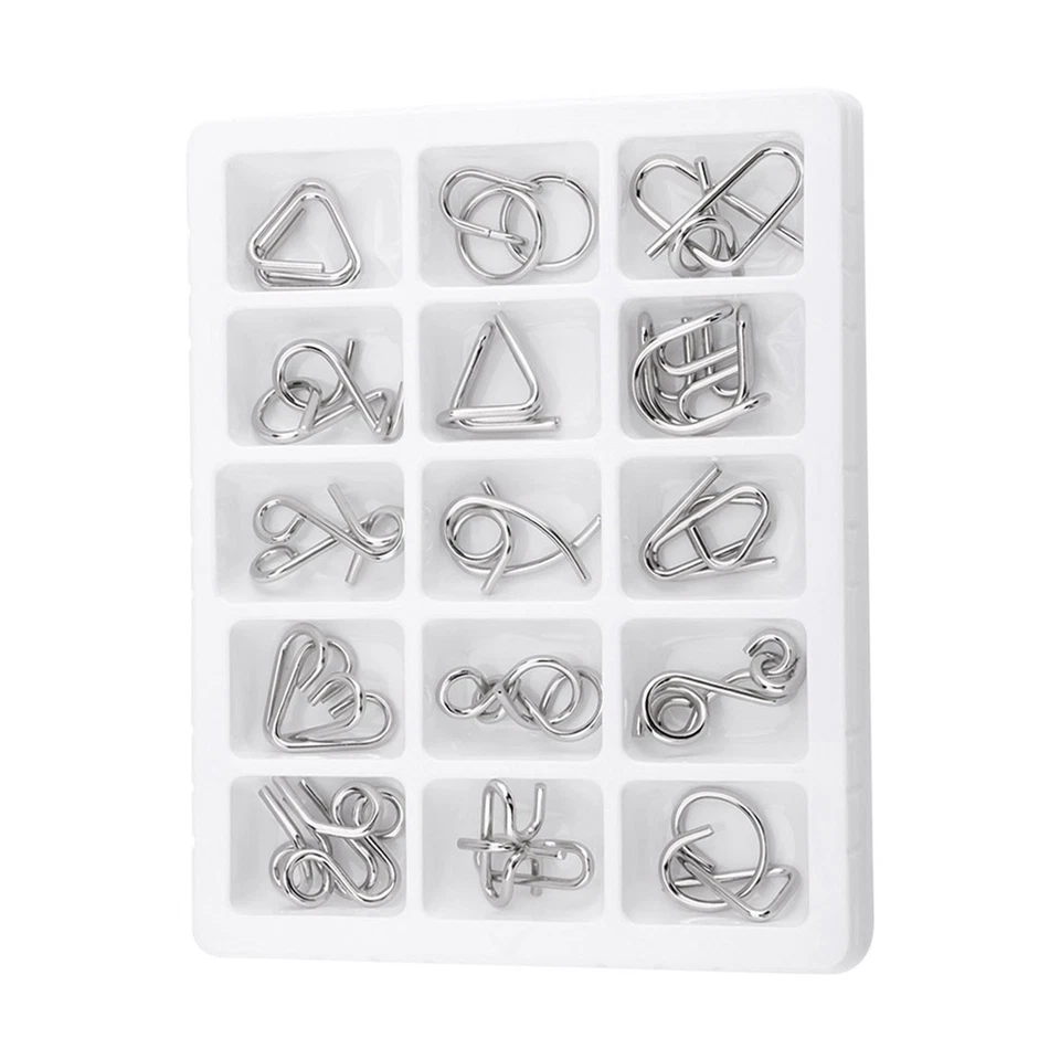 ㄧ15 Teile in 1 Set Kinder Metalldraht Puzzle IQ Geist Brainteaser Puzzles