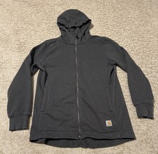 Womens Carhartt relaxed fit Gray Sherpa lined Full Zip Hoodie Med Rain Defender