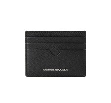  NO CUSTOMS TAX ALEXANDER MCQUEEN black classic leather card holder mini wallet
