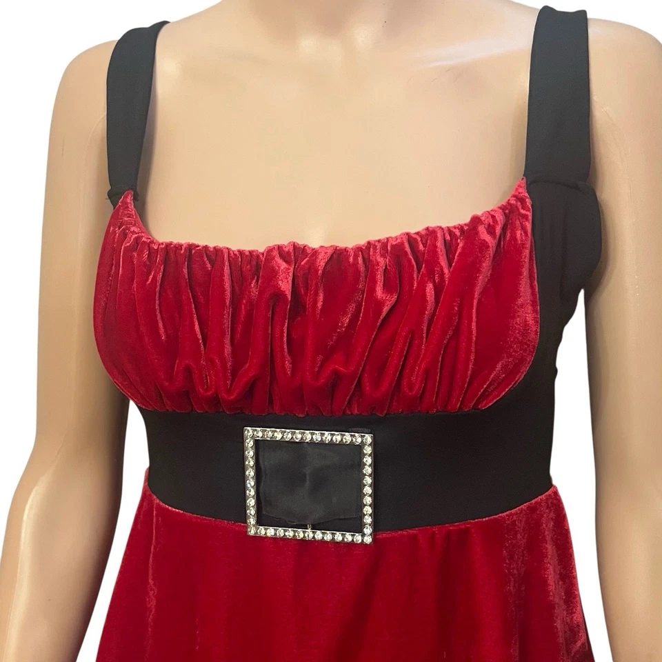 Vestido camisón Fredericks Of Hollywood Santa Mrs Claus Babydoll mediano terciopelo rojo Foto 2 de 4