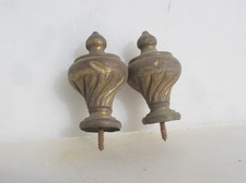 Victorian Brass Curtain Pole Rail Ends Antique Finials French Rococo Old Gilt