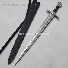 Espada Medieval Hecha a Mano Damasco Acero Caza Listo para Batalla Doble Borde Libre de Duty