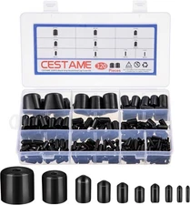 320 Pieces Black Rubber End Caps - round Vinyl Screw Covers in 10 Sizes (0.08 to