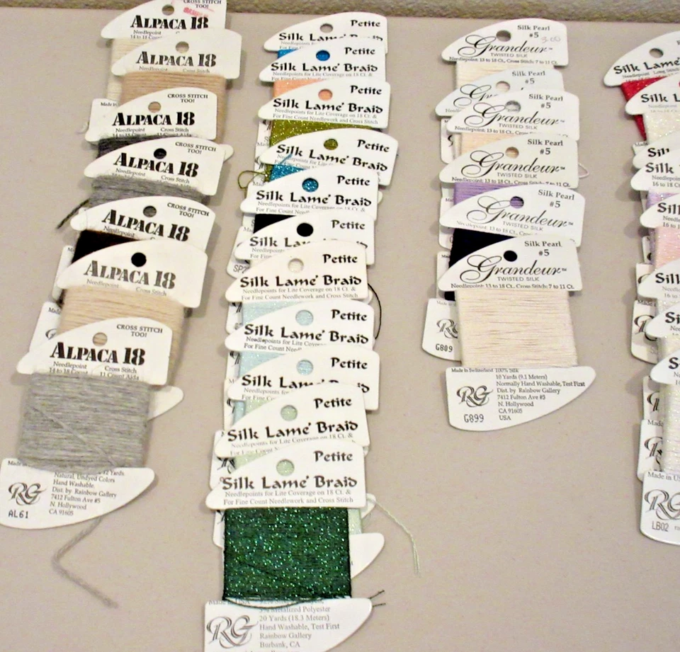 Lot of 47 Rainbow Gallery Needlepoint Thread-SILK LAME BRAID,NEON RAYS,GRANDEUR+ - Image 4 of 4