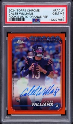 2024 Topps Chrome Caleb Williams #RA-CWI Orange Refractor Auto /25 PSA 10