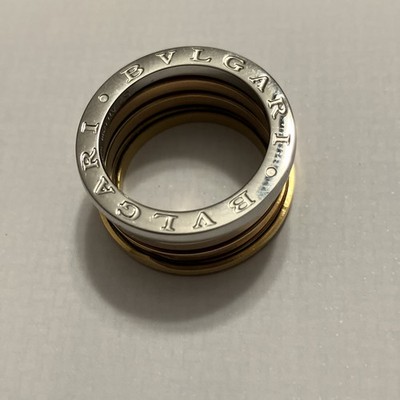 BVLGARI B.ZERO1 Gold/White Gold Ring Three Band Rose Gold Size 7
