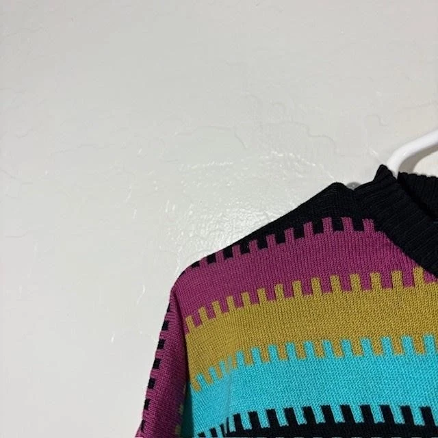 Vintage Mondo di Marco Sweater Mens Medium Striped Colorful Knit Made Italy 90s - Image 2 of 4