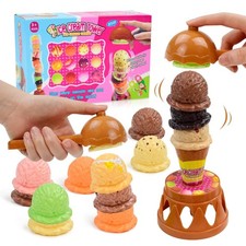 Ice Cream Stacking Toys, 20PCS Pretend Play Set with 2 Scoops, Ice Cream Towe...