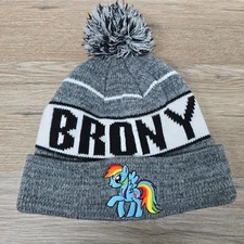 My Little Pony Brony Pom Beanie Hat Gray Rainbow Dash Hasbro BioWorld