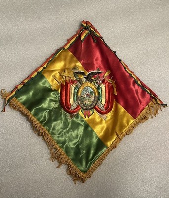 10  X 10  Vintage Hand Knitted Embroidery Bolivia Flag