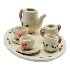 VINTAGE Dollhouse Miniature Porcelain 8pc Tea Set Floral Design