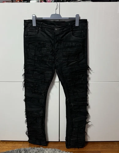 Denim Rick Owens Getsmane distrutto cerato taglio Detroit