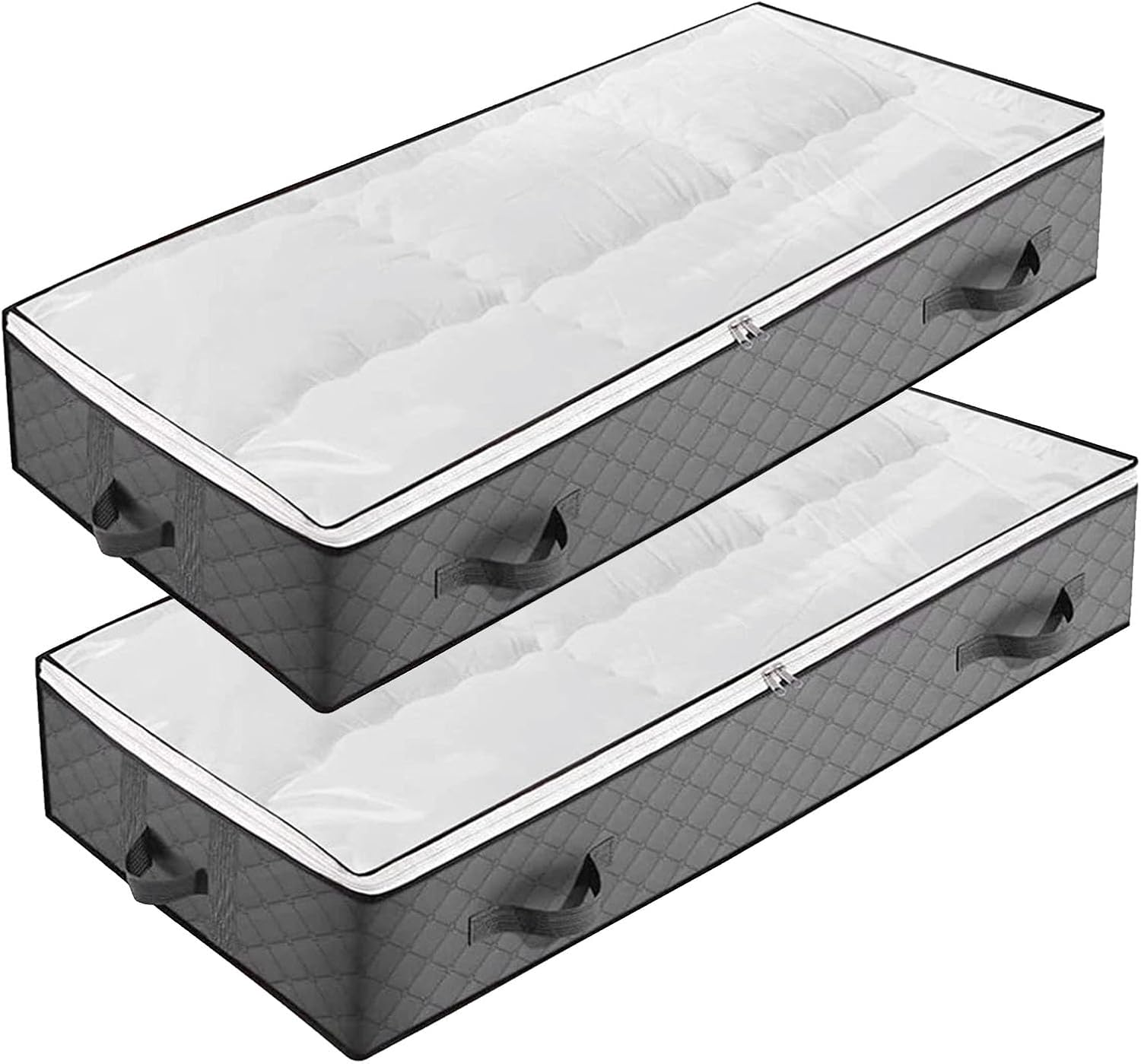 HUSAIHU 90L Underbed Storage Bags, 2 Pack Large under Bed Box with Lid, Foldable